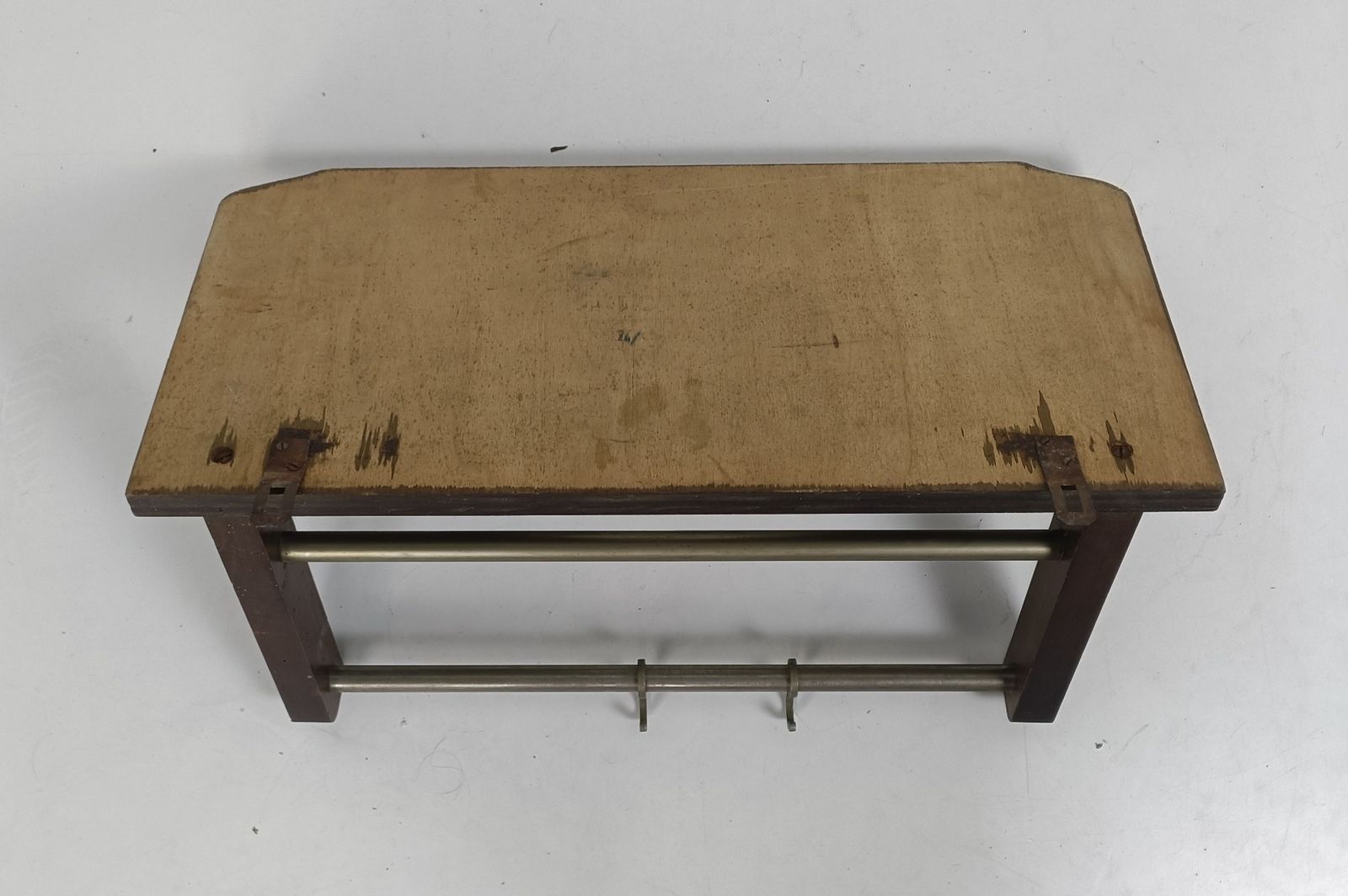 Small Vintage Railroad Luggage Hat Coat Rack Mid Century Modern Industrial Round photo Furniture