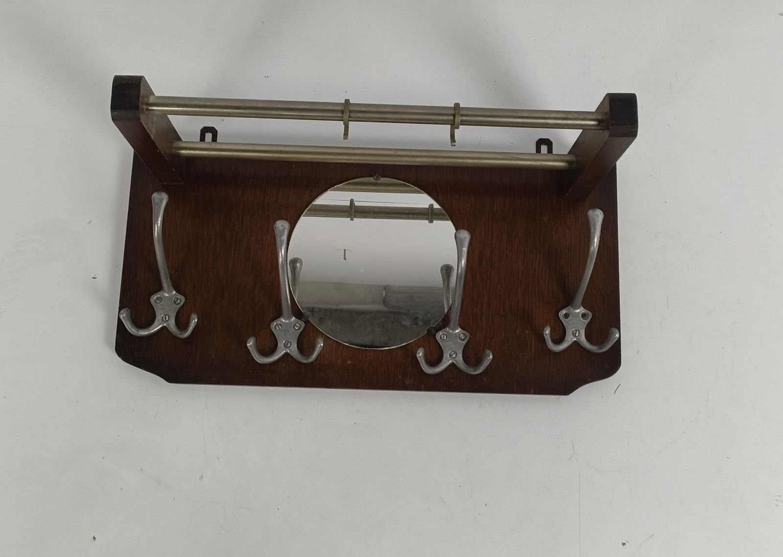 Small Vintage Railroad Luggage Hat Coat Rack Mid Century Modern Industrial Round photo buy