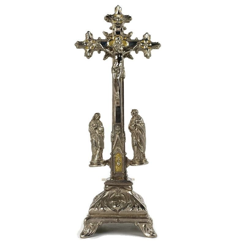 Standing Crucifix Cross Saint John Saint Mary Magdalene Golgotha Apostles Ornate