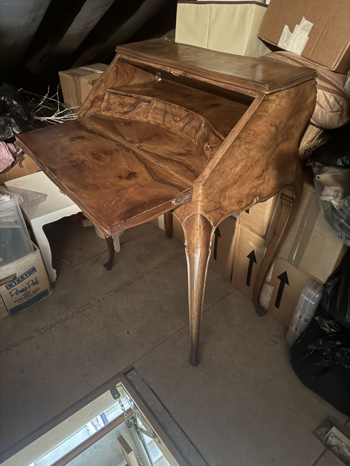 19th Century Burr Walnut  French Louis XV Style Desk Bureau photo Furniture