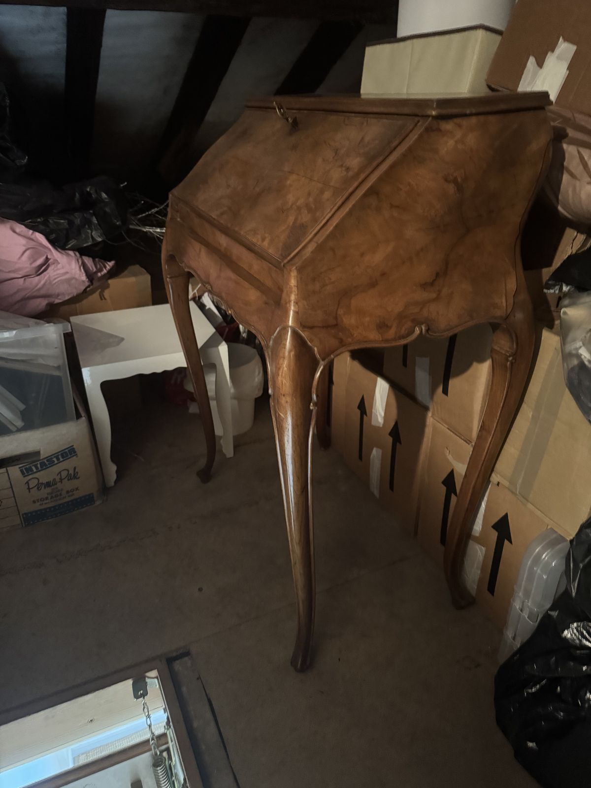 19th Century Burr Walnut  French Louis XV Style Desk Bureau photo 550.0
