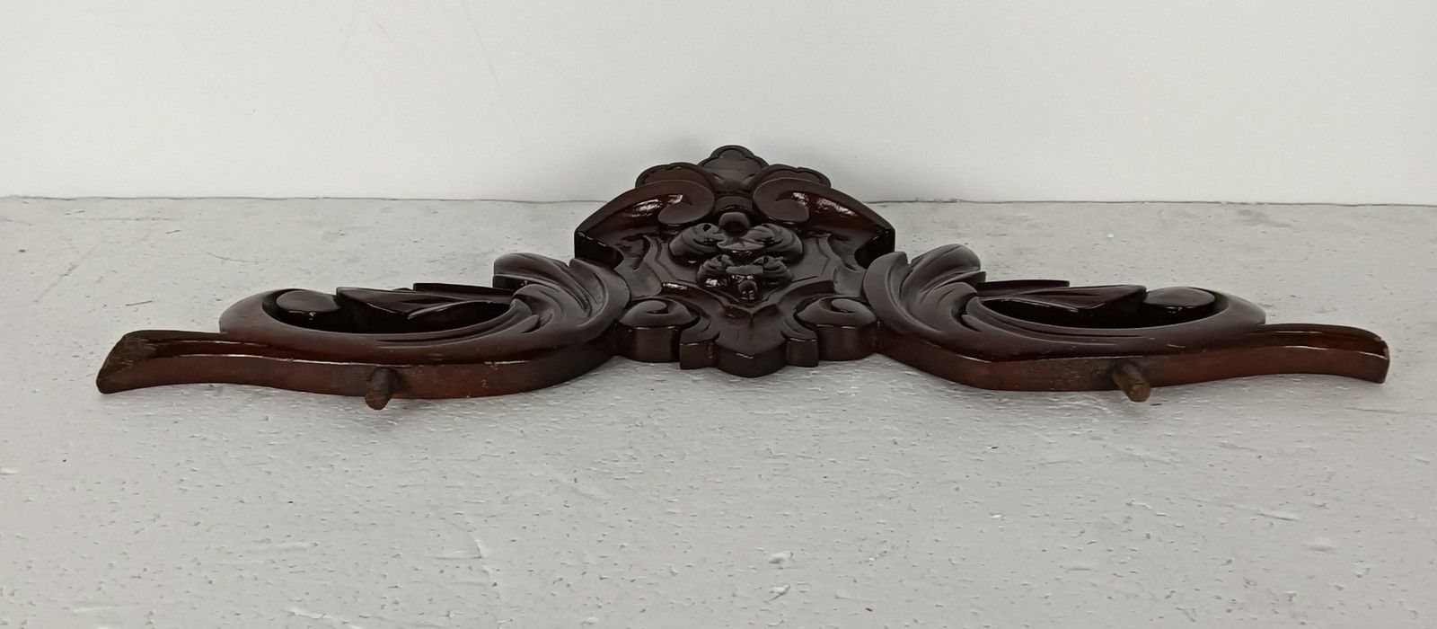 Small Antique Pediment Over Door Hand  Carved Wood Architectural Reclaimed Salv photo 81.0