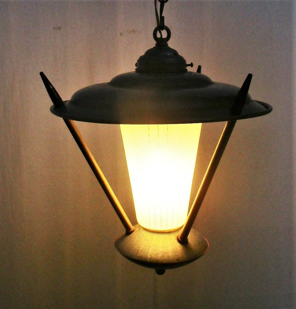 Stilnovo Style  Lantern Ornate Brass Chandelier Pendant Mid Century Modern Htf photo furniture