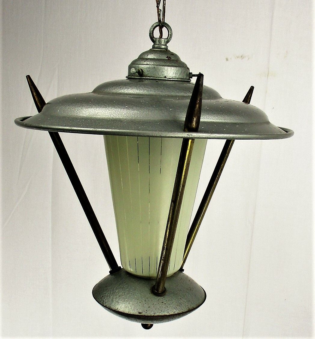 Stilnovo Style  Lantern Ornate Brass Chandelier Pendant Mid Century Modern Htf photo 186.0