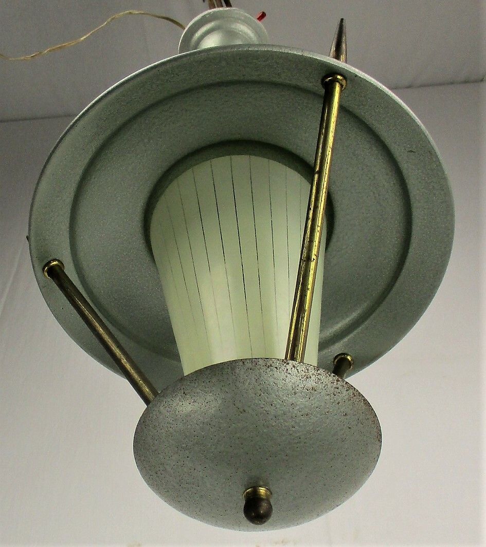 Stilnovo Style  Lantern Ornate Brass Chandelier Pendant Mid Century Modern Htf photo buy