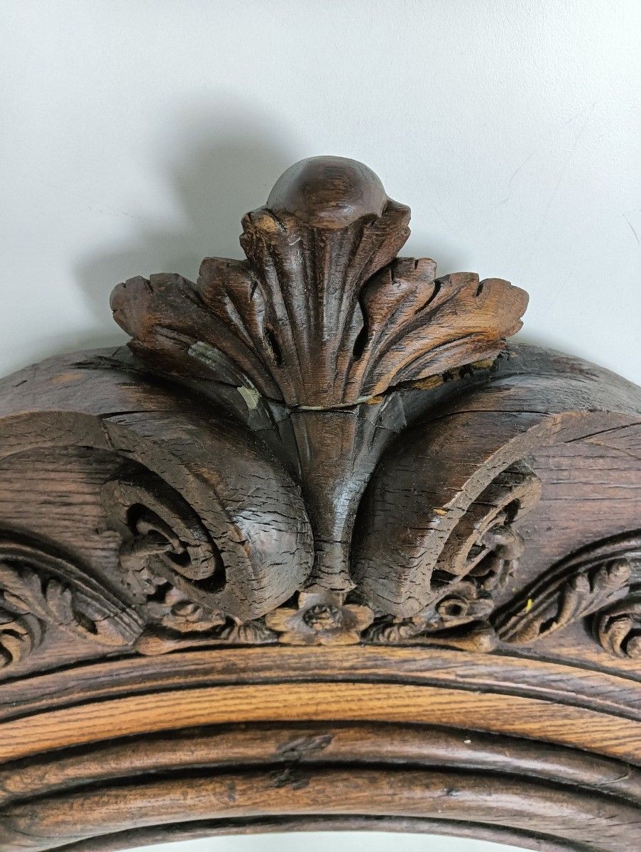 Stunning Large Antique Breton Style Hand Carved Wood Mirror Wall Hanging photo Home Decor