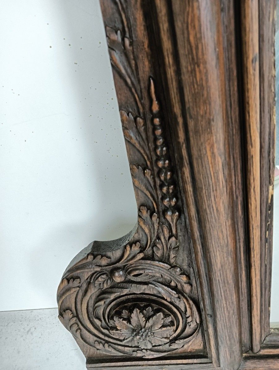 Stunning Large Antique Breton Style Hand Carved Wood Mirror Wall Hanging photo buy