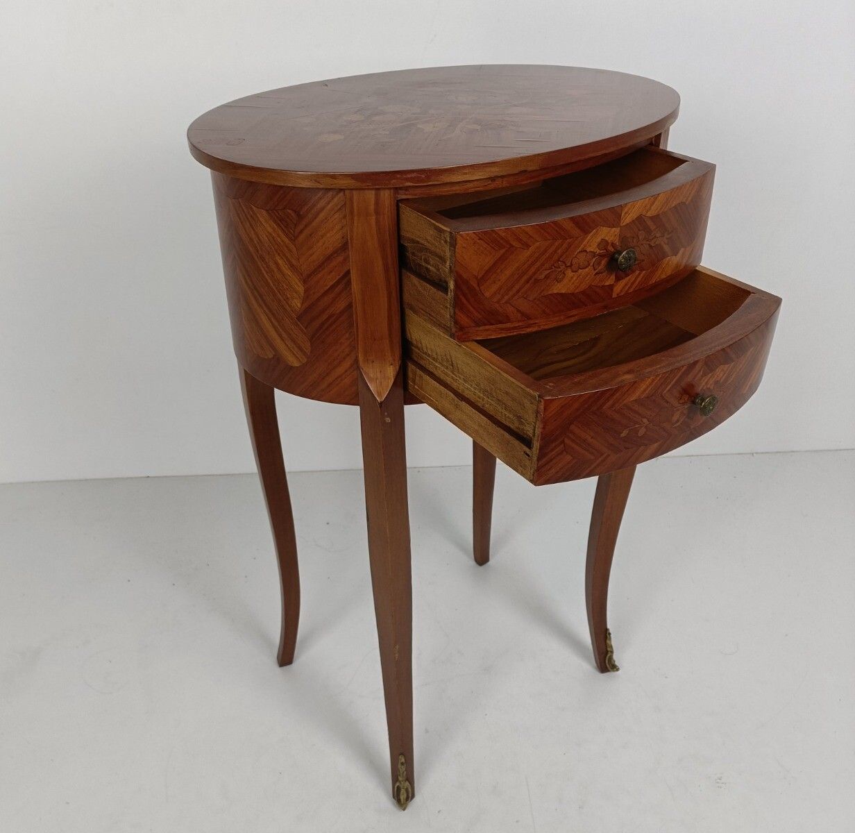 Gorgeous Marquetry Inlay Chest Of Drawers Dresser Cabinet Wood Italian End Table photo vinterior