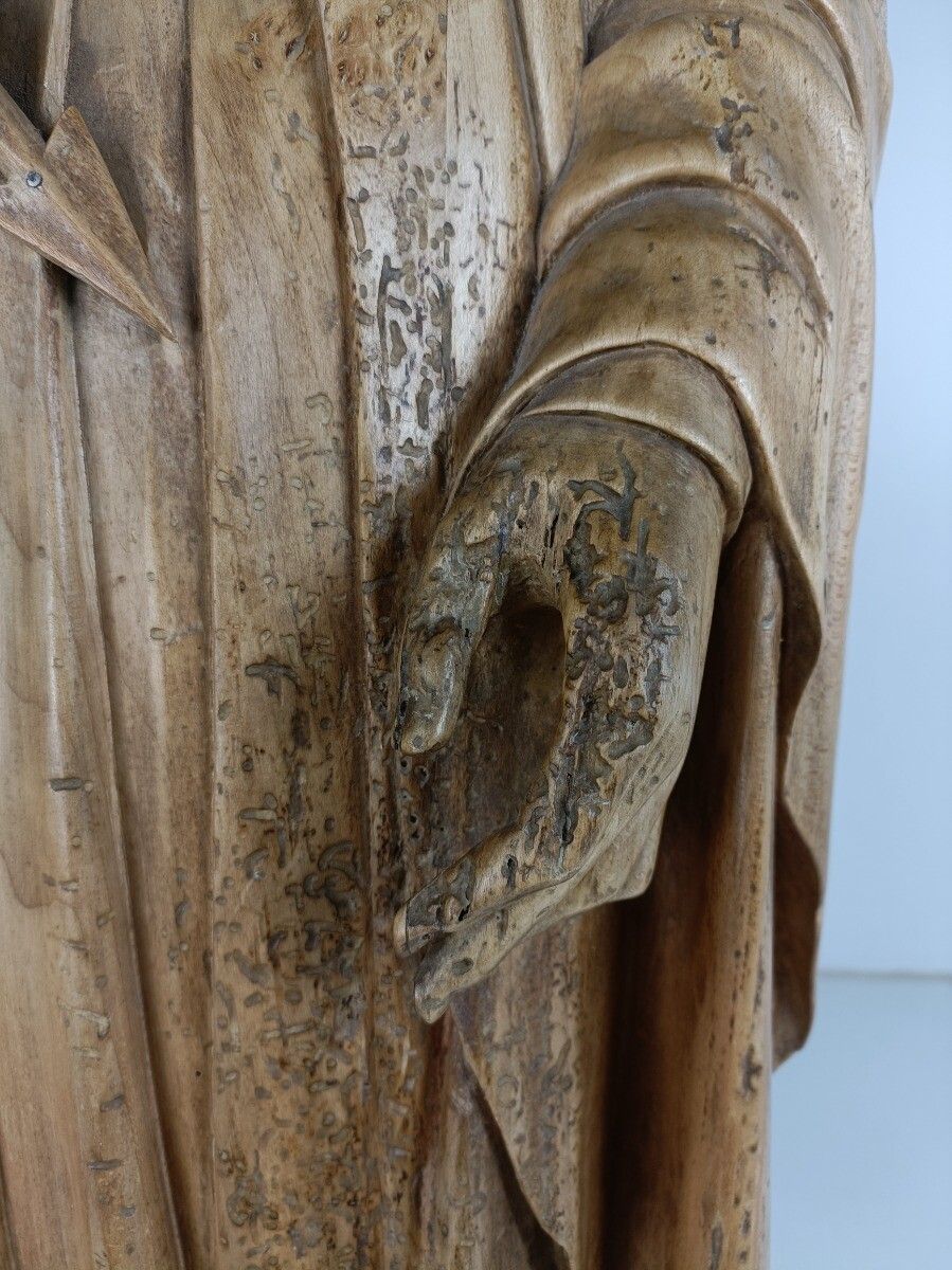 photo furniture Large Statue Church Hand Carved Wood Antique Saint Ursula Arrow 19th Century Htf