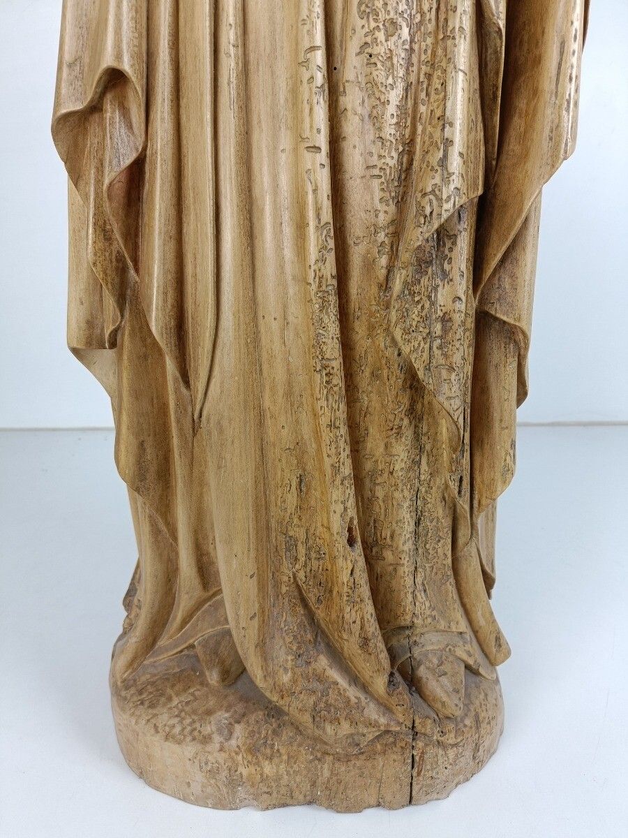 photo for sale Large Statue Church Hand Carved Wood Antique Saint Ursula Arrow 19th Century Htf