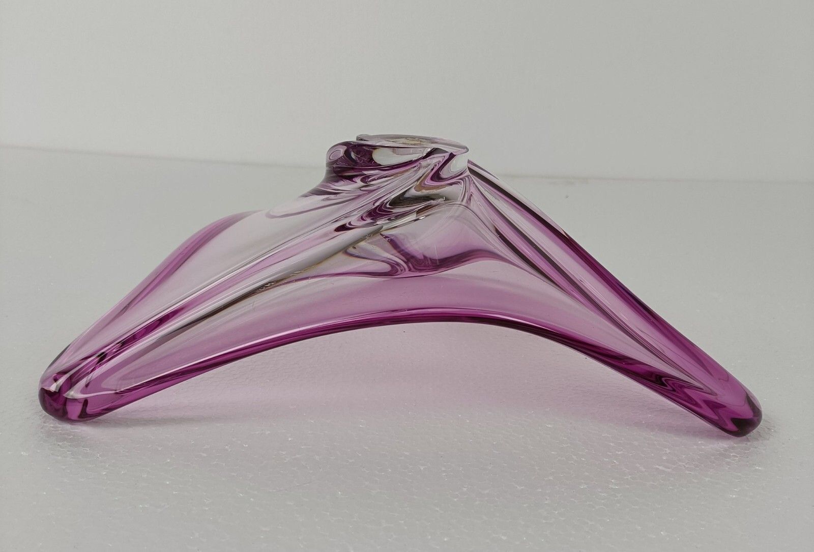 Val St Lambert Belgium Bowl Dish Centerpiece Cranberry Marked Art Glass Crystal photo buy