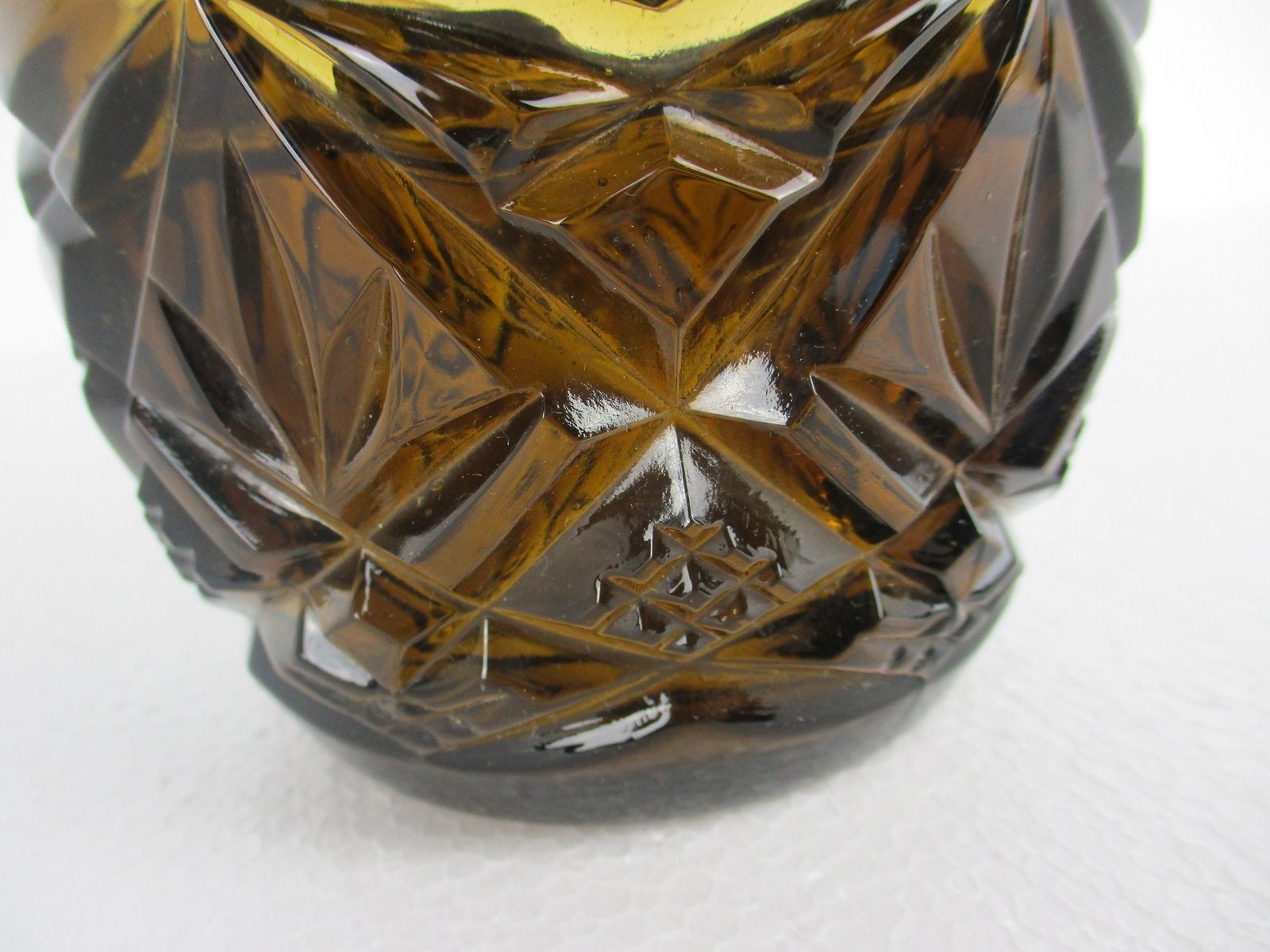 Art Deco Amber Flower Holder Pique Fleurs Art  Glass Vase 2 Pieces photo 101.0