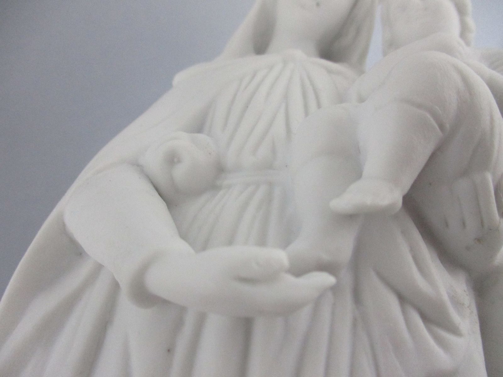 Antique Bisque Porcelain Statue Virgin Our Lady Mary Madonna With Infant Jesus F photo buy