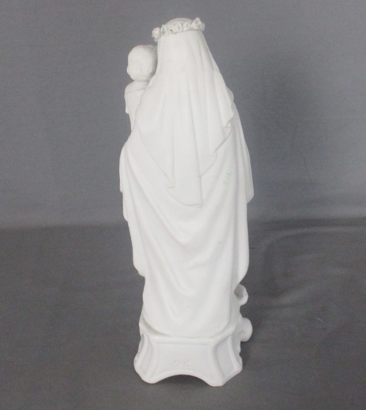 Antique Bisque Porcelain Statue Virgin Our Lady Mary Madonna With Infant Jesus F photo vintage