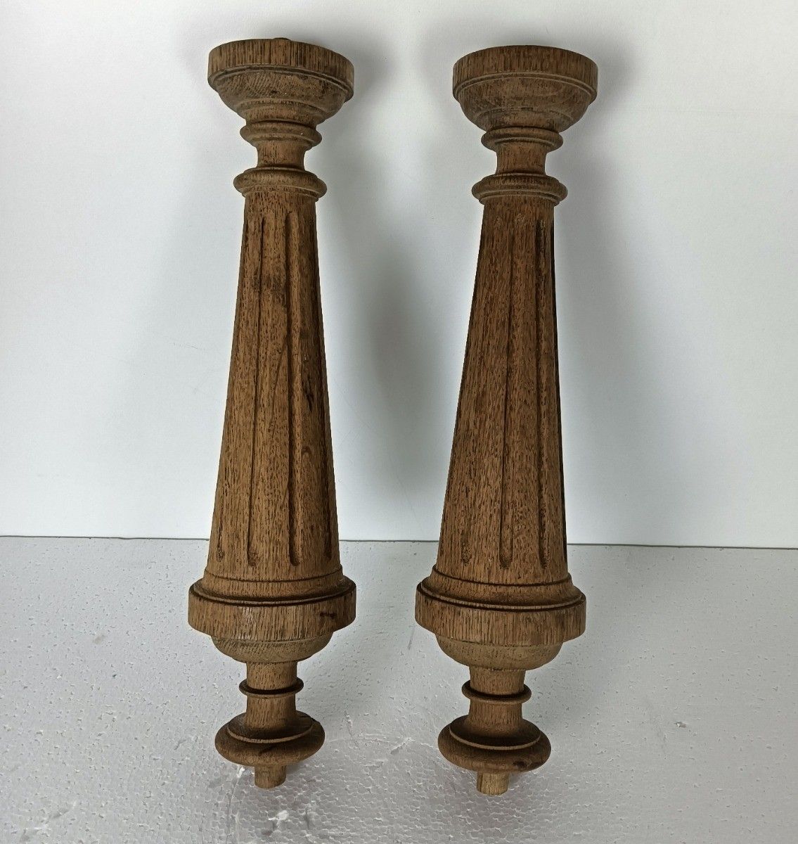 Set Of 2 Large Reclaimed Carved Wood Large Spindles Balusters Trim Posts Pillar photo furniture
