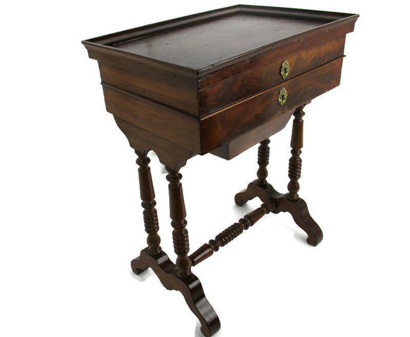 Antique Edwardian Desk Cabinet Quilting  Writing Table Gorgeous Exquisite