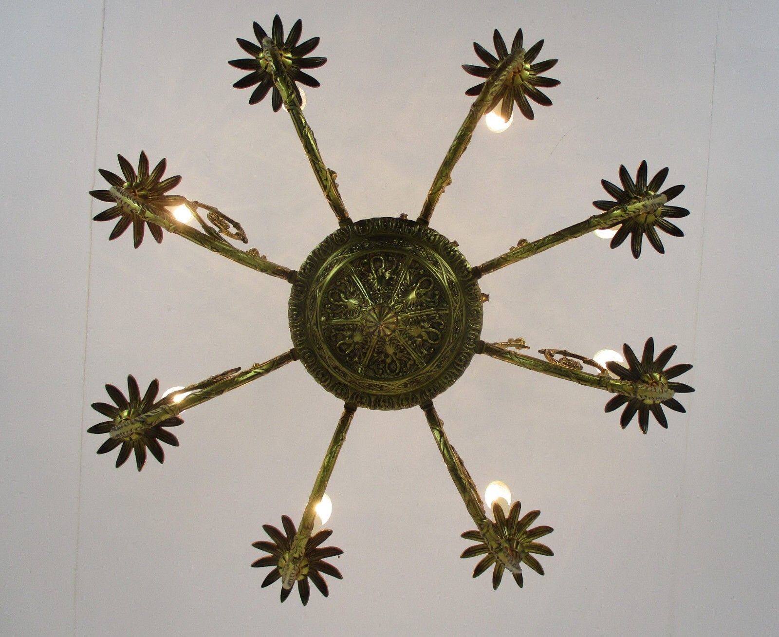 Lighting French Gilded Bronze Chandelier Impressive Art Nouveau Putti 6 Lights H Regency photo
