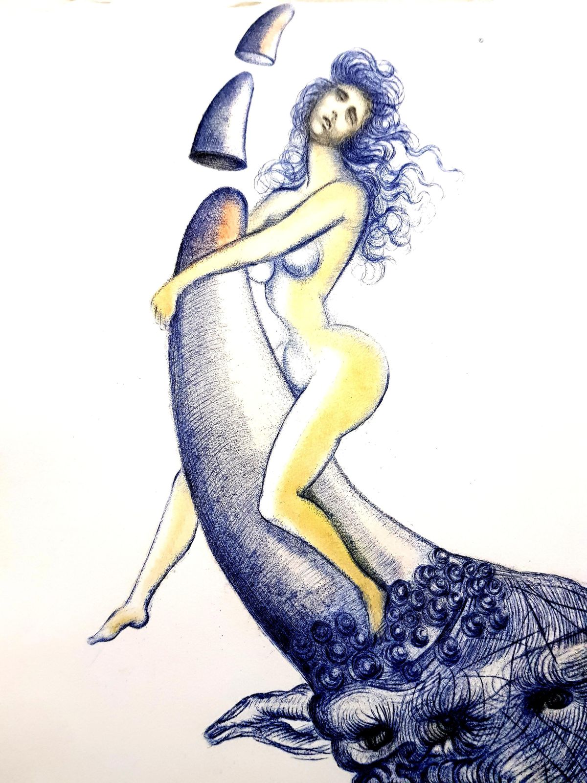 Salvador Dalí­Salvador Dali   Girl On Rhinoceros Horn1967 photo for sale