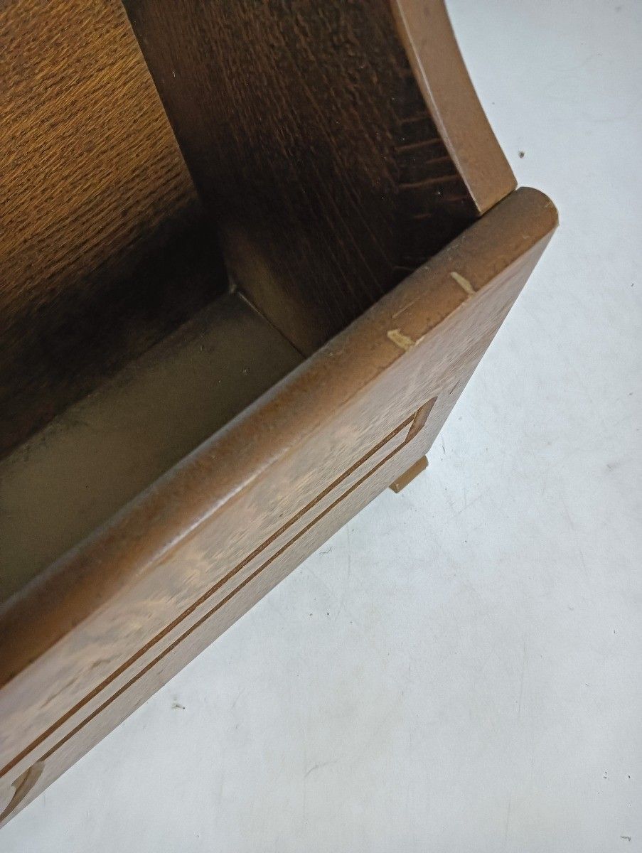 Vintage Wooden Newspaper Magazine Basket Rack Side Table Barn Style photo furniture