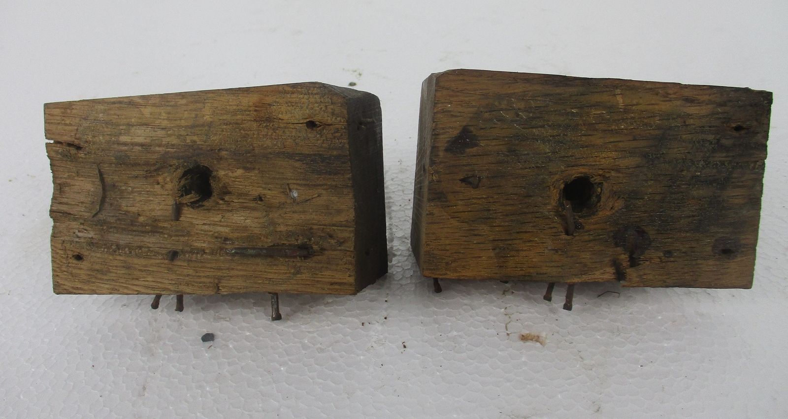 Antique Pair Corbels Hand Carved Wood Architectural Reclaimed Lion Heads Trim photo vintage