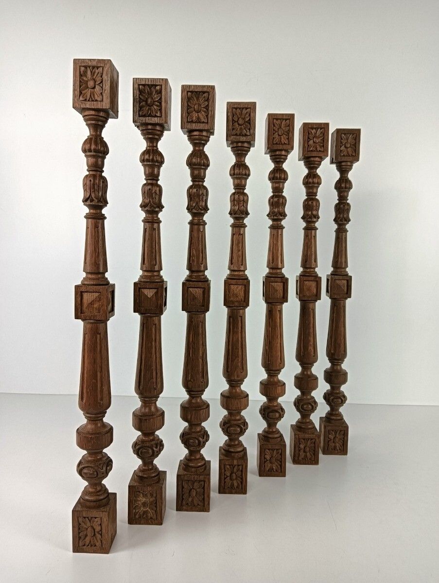 Set Of 7 Corbels Poles Finials, Salvaged Architectural Carved Wood Antique Recla photo furniture