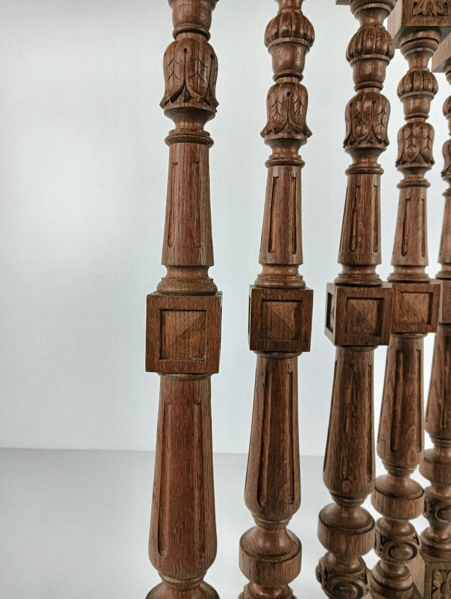 Set Of 7 Corbels Poles Finials, Salvaged Architectural Carved Wood Antique Recla photo 425.0