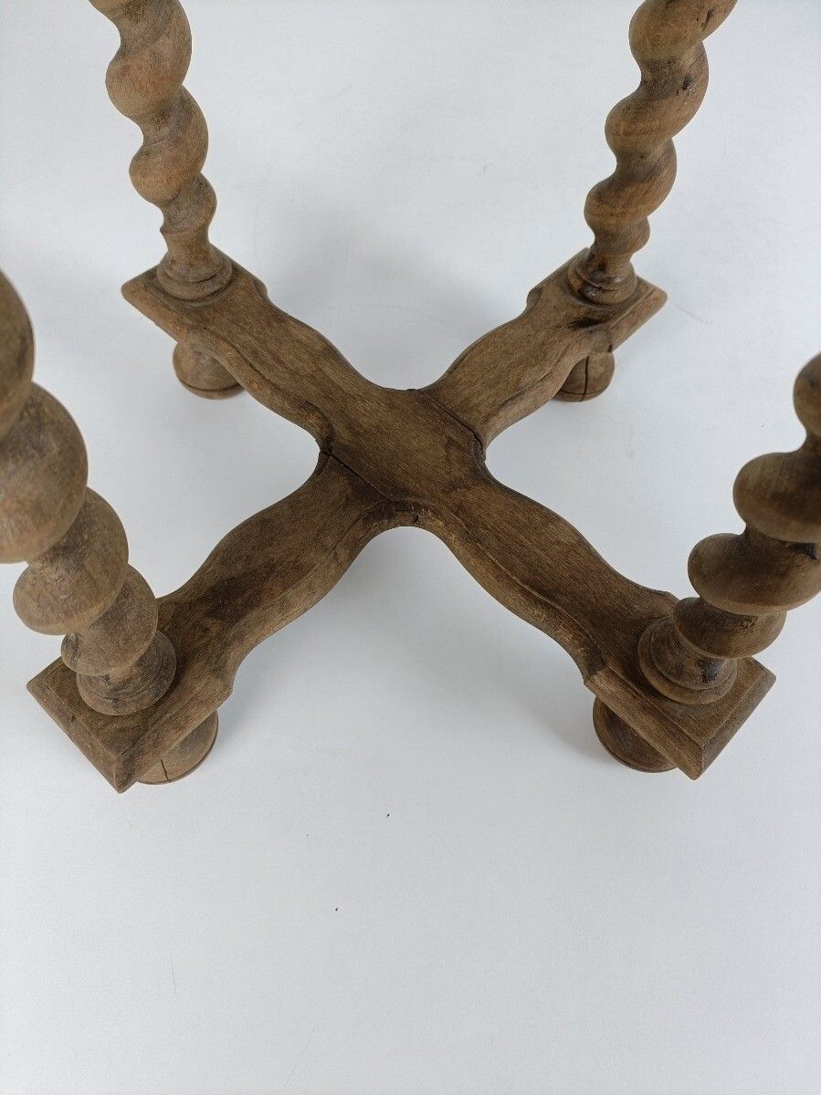 Barley Twist Wooden Side Wine Table Pedestal Plant Bonsai Stand Two Tier Barn Co photo 283.0