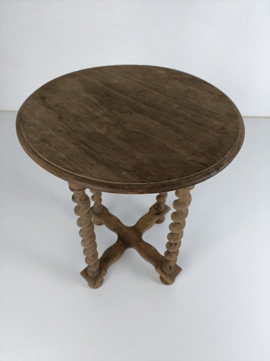 Barley Twist Wooden Side Wine Table Pedestal Plant Bonsai Stand Two Tier Barn Co photo vinterior