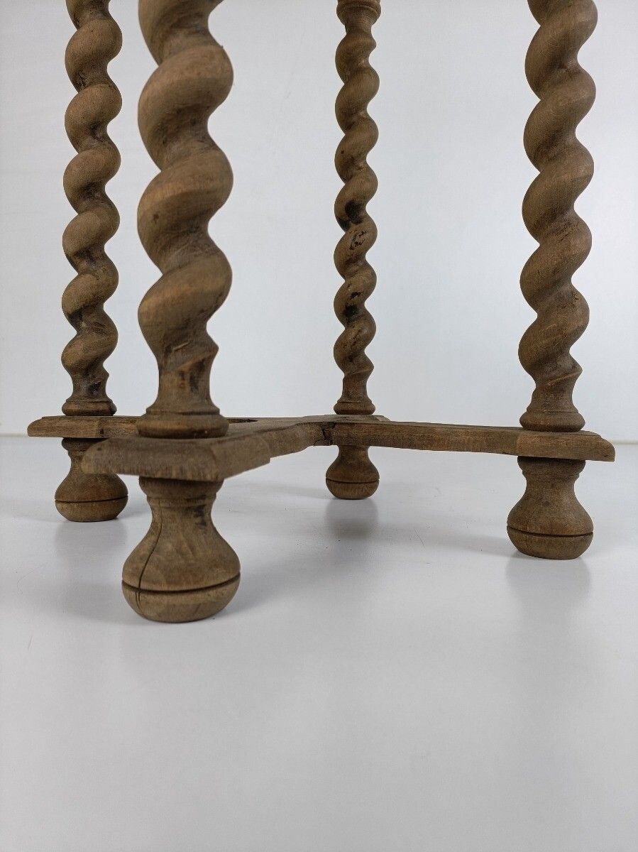 photo furniture Barley Twist Wooden Side Wine Table Pedestal Plant Bonsai Stand Two Tier Barn Co