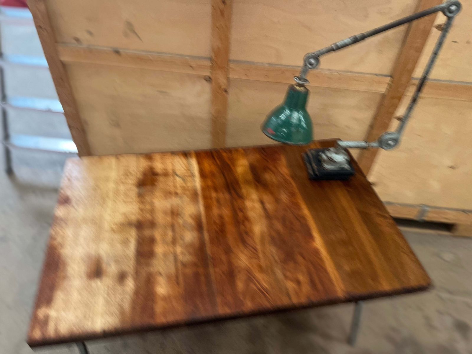 photo furniture 1950s James Leonard Compass Leg Desk With Reclaimed Oak Top