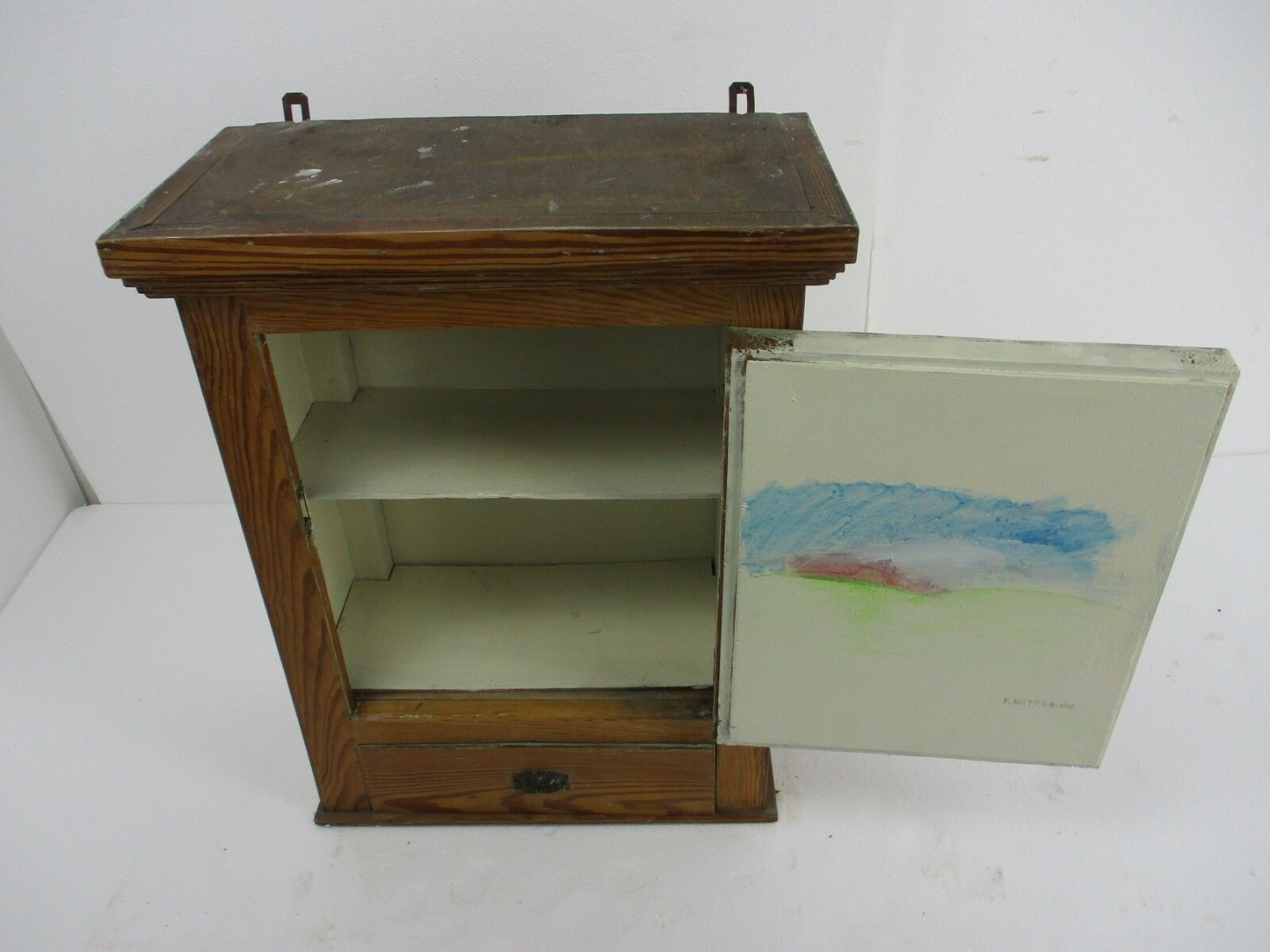 Large Kitchen Medicine Apothecary Bathroom Cabinet Beveled Glass Pine Wood photo for sale