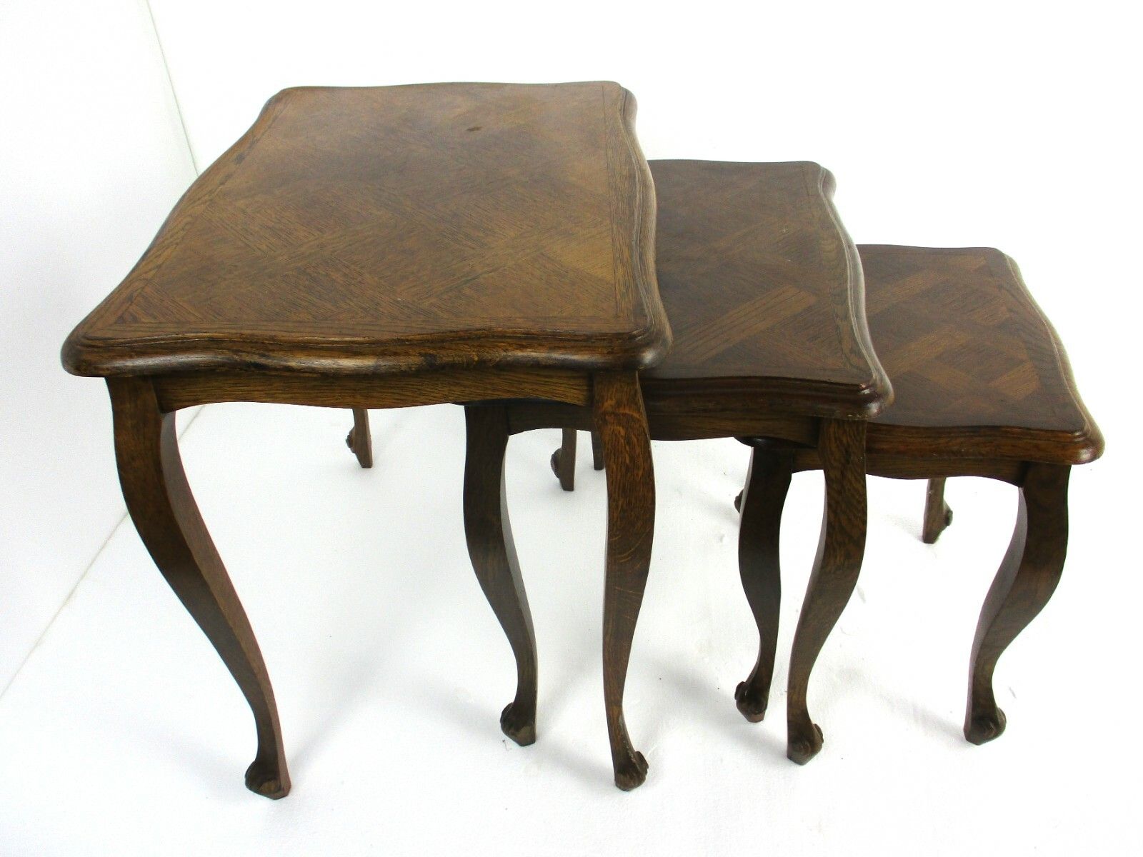 Set Of 3 Vintage Nesting Stacking Coffee Side Tables Wood Louis XV Style Wow photo buy