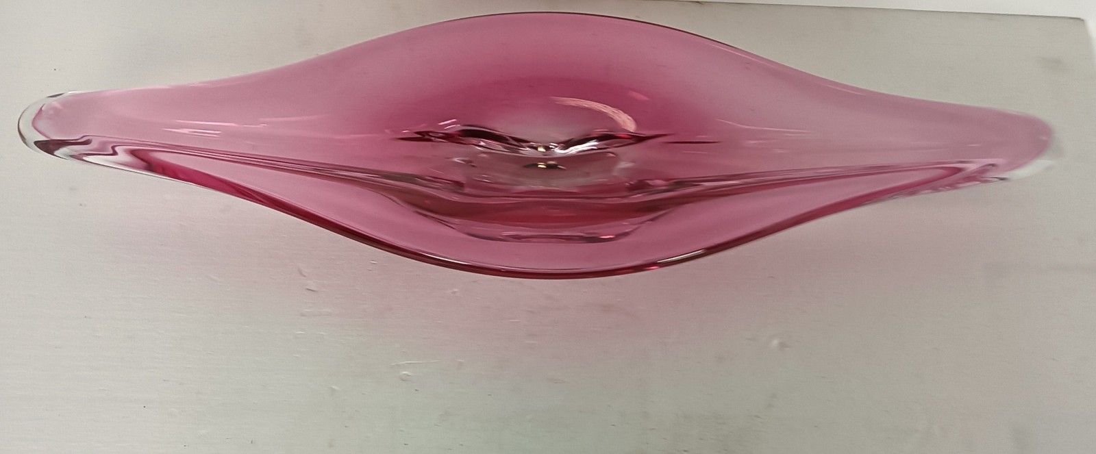 Murano Italy Bowl Dish Centerpiece Cranberry Clear Art Glass Vintage Gorgeous Xl photo 244.0