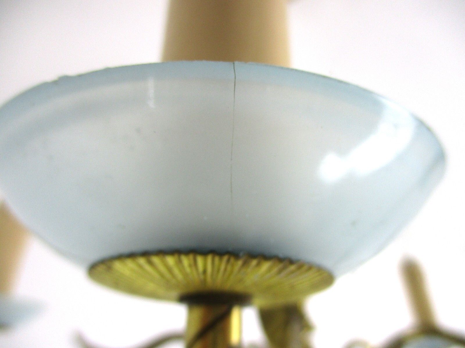 Opaline Baby Blue Brass Chandelier Hollywood Regency Romantic 4 Arm Lights photo buy