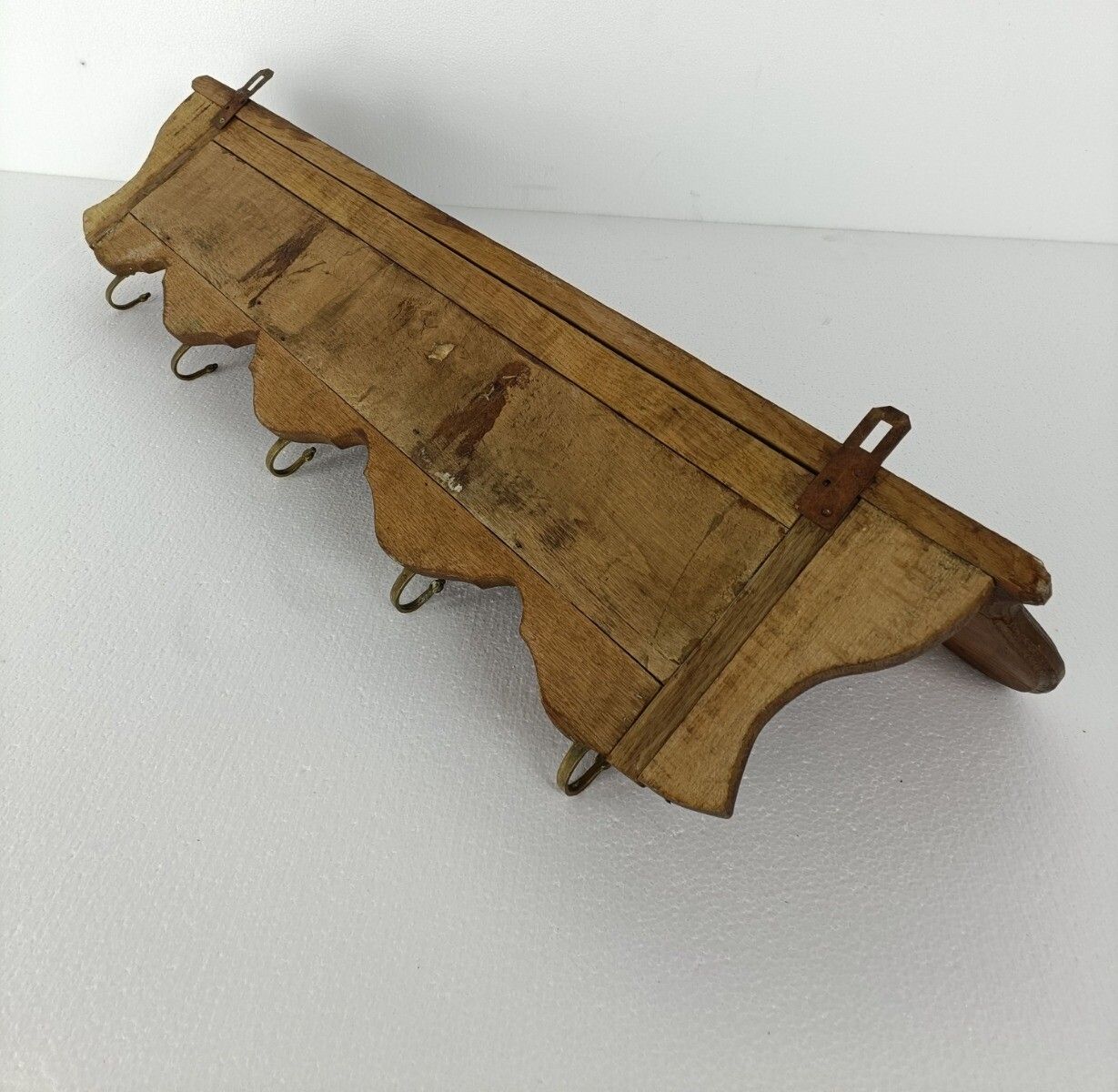 Xl Hand Carved Wood French Oak Coat Hat Kitchen Hallway Rack Antique photo buy