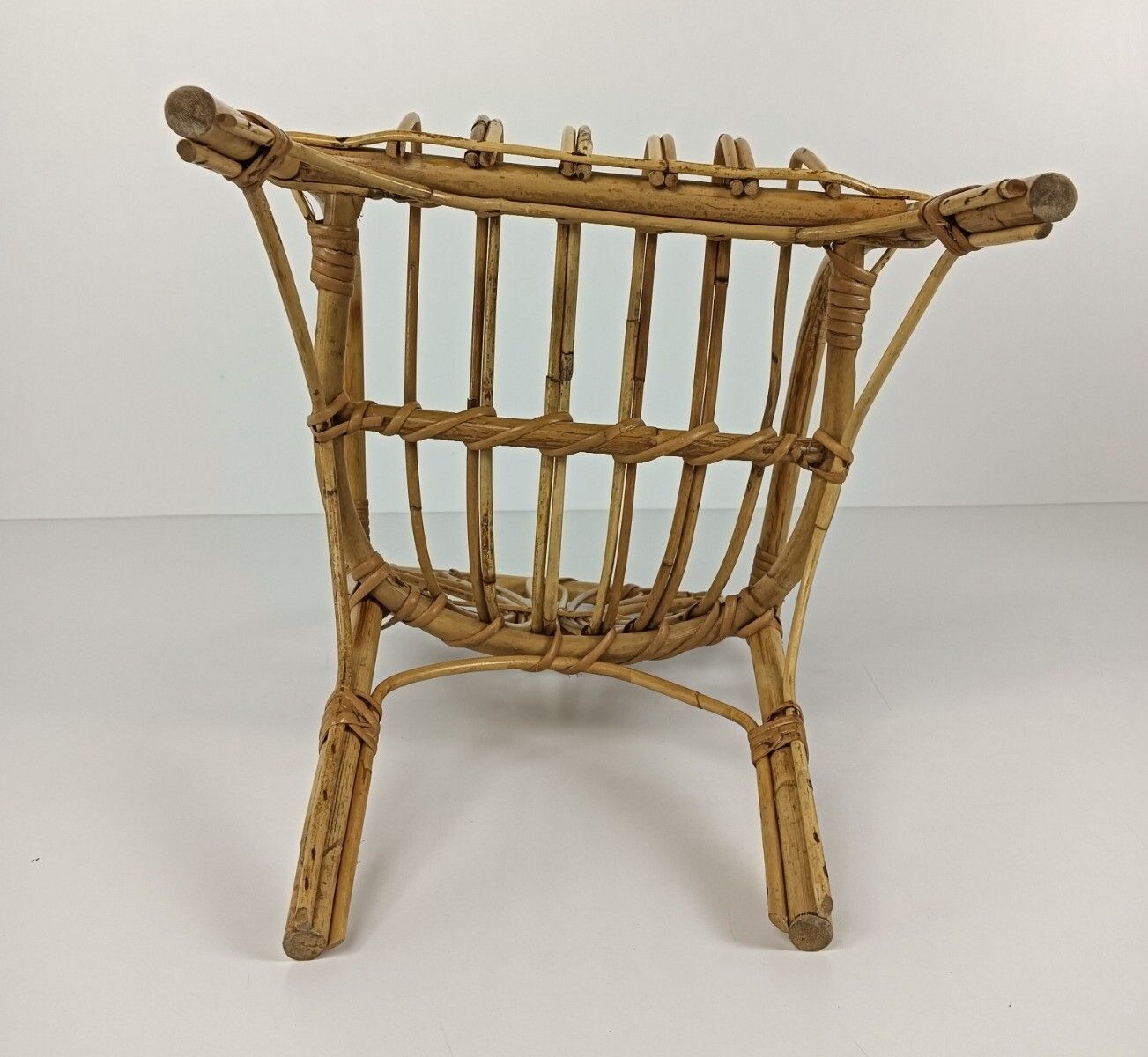 photo for sale Small Child Chair Mid Century Modern Modernist Rattan Wicker  Funky Rare Vintage