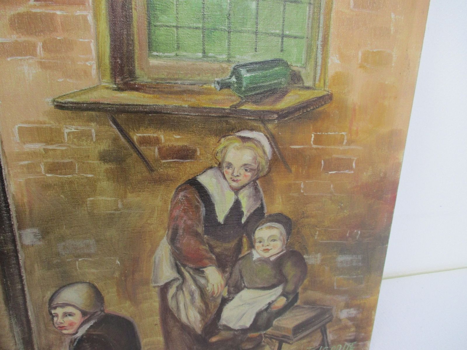 Oil Painting  On Canvas Pub Cafe In Den Hont Signed F. Van Garsse photo vinterior