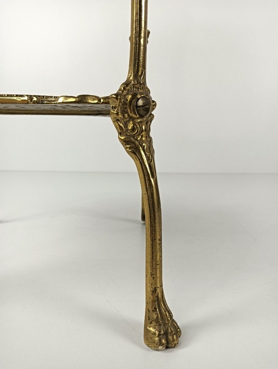 Ornate French Brass Pedestal Table Plant Stand 3 Tier Hollywood Regency  Style V photo furniture