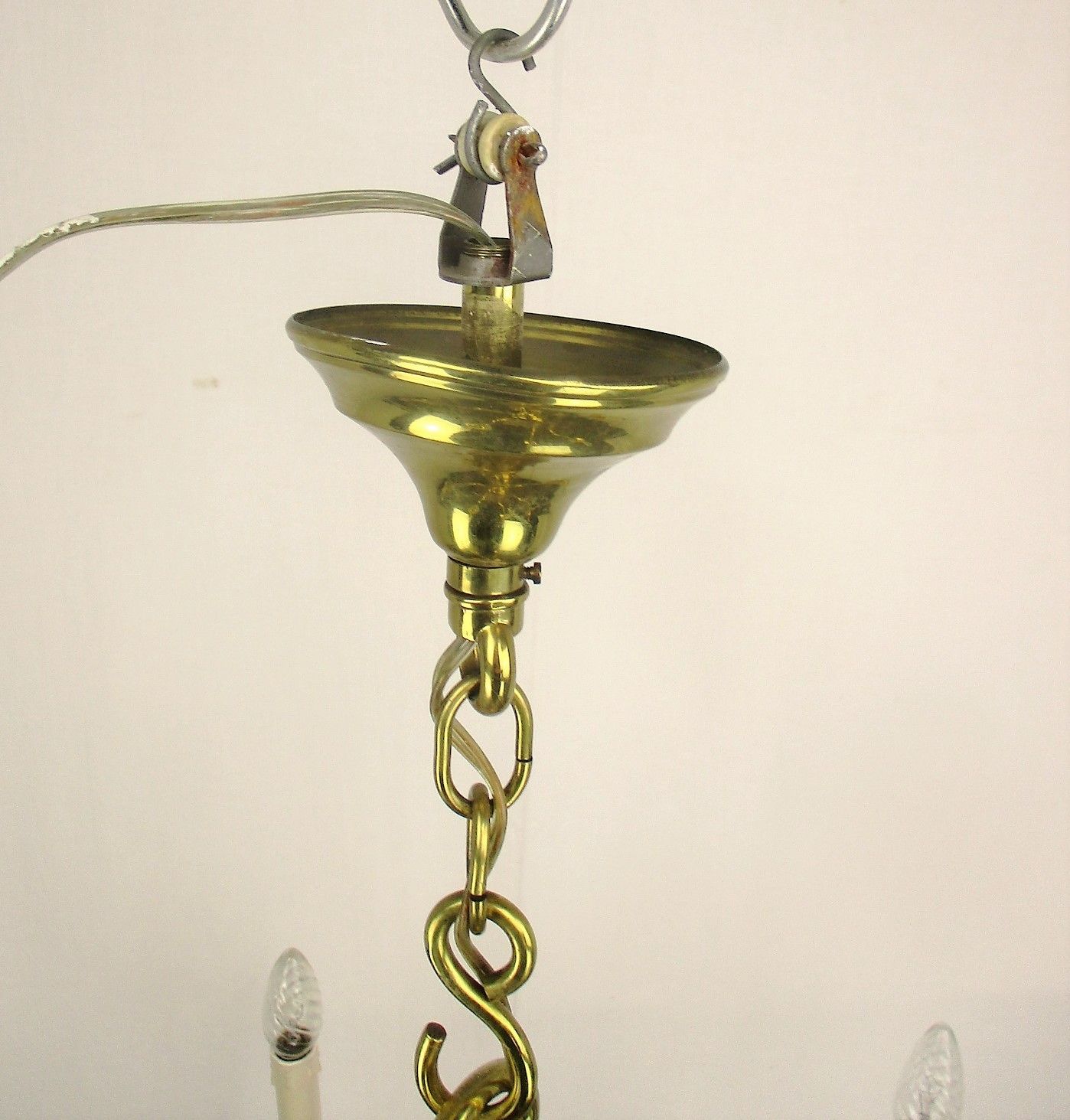 Lighting Lovely Brass Chandelier 6 Lights Arms  With Gold Toned Bells Hollywood Regency photo