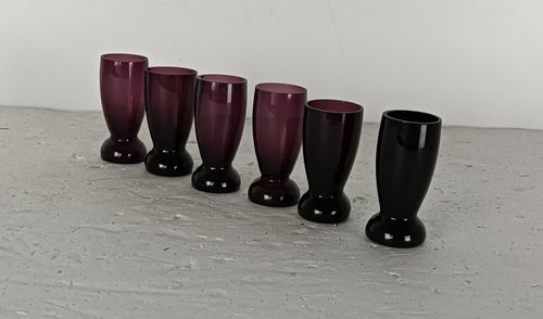 Antique Art Deco Amethyst Shot Glasses Set Of 6 photo for sale