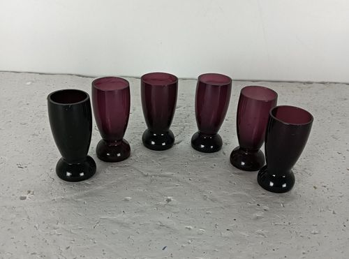 Antique Art Deco Amethyst Shot Glasses Set Of 6 photo vinterior