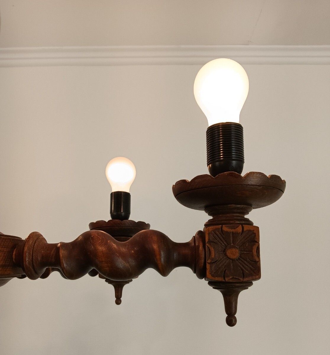 Barley Twist Twisted Wood Chandelier 6 Lights Arm Vintage Beautiful Farmhouse Ba photo buy