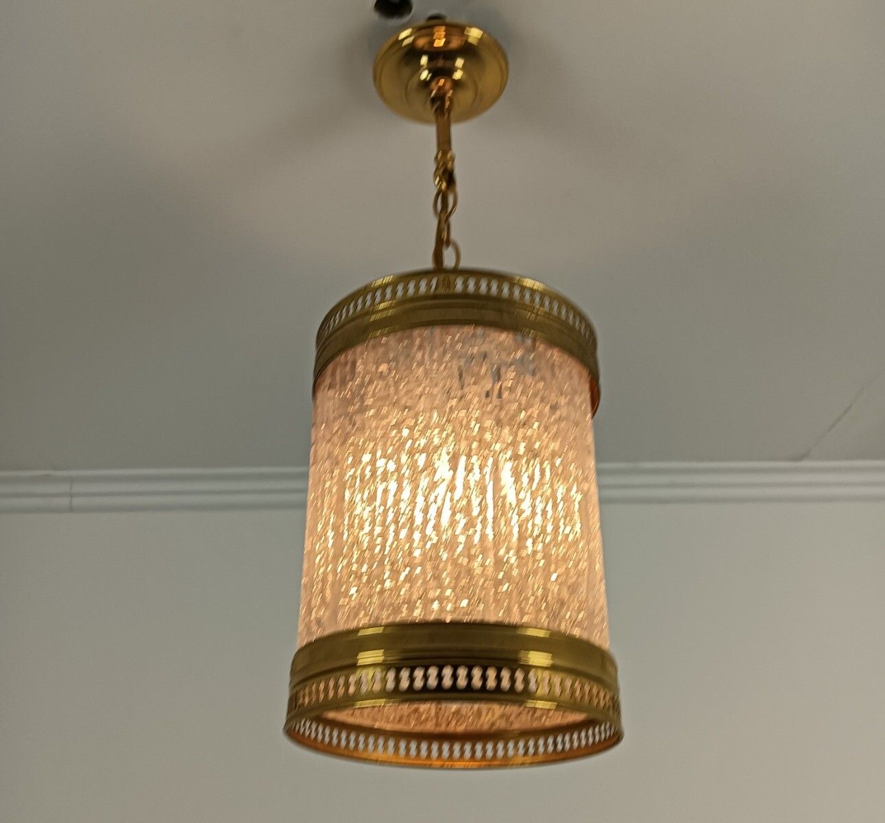 Pendant Chandelier Fixture Spelter Frosted Plastic Very Special Vintage 1 Light photo furniture