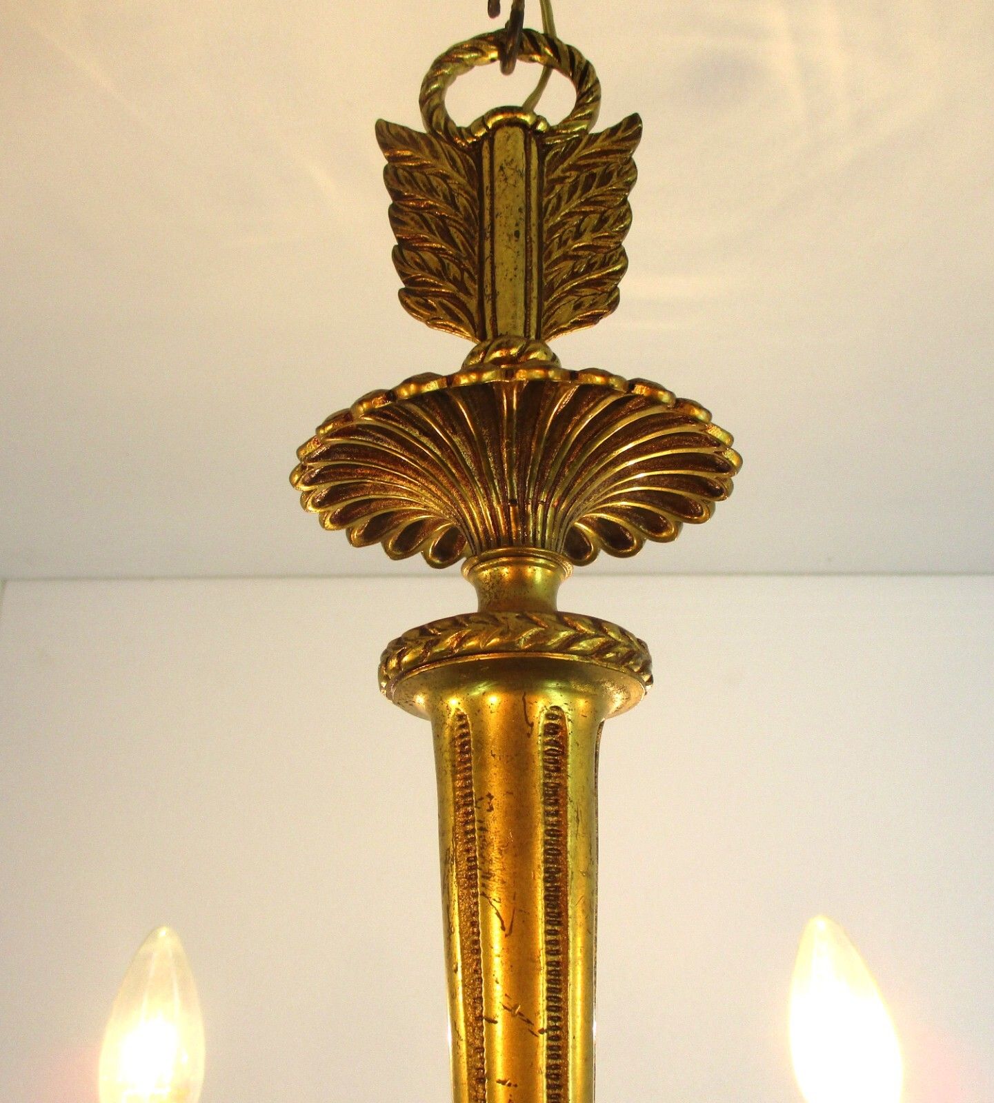 Impressive Chandelier Bronze 6 Lights Arm Ornate  Hollywood Regency Empire Style photo for sale