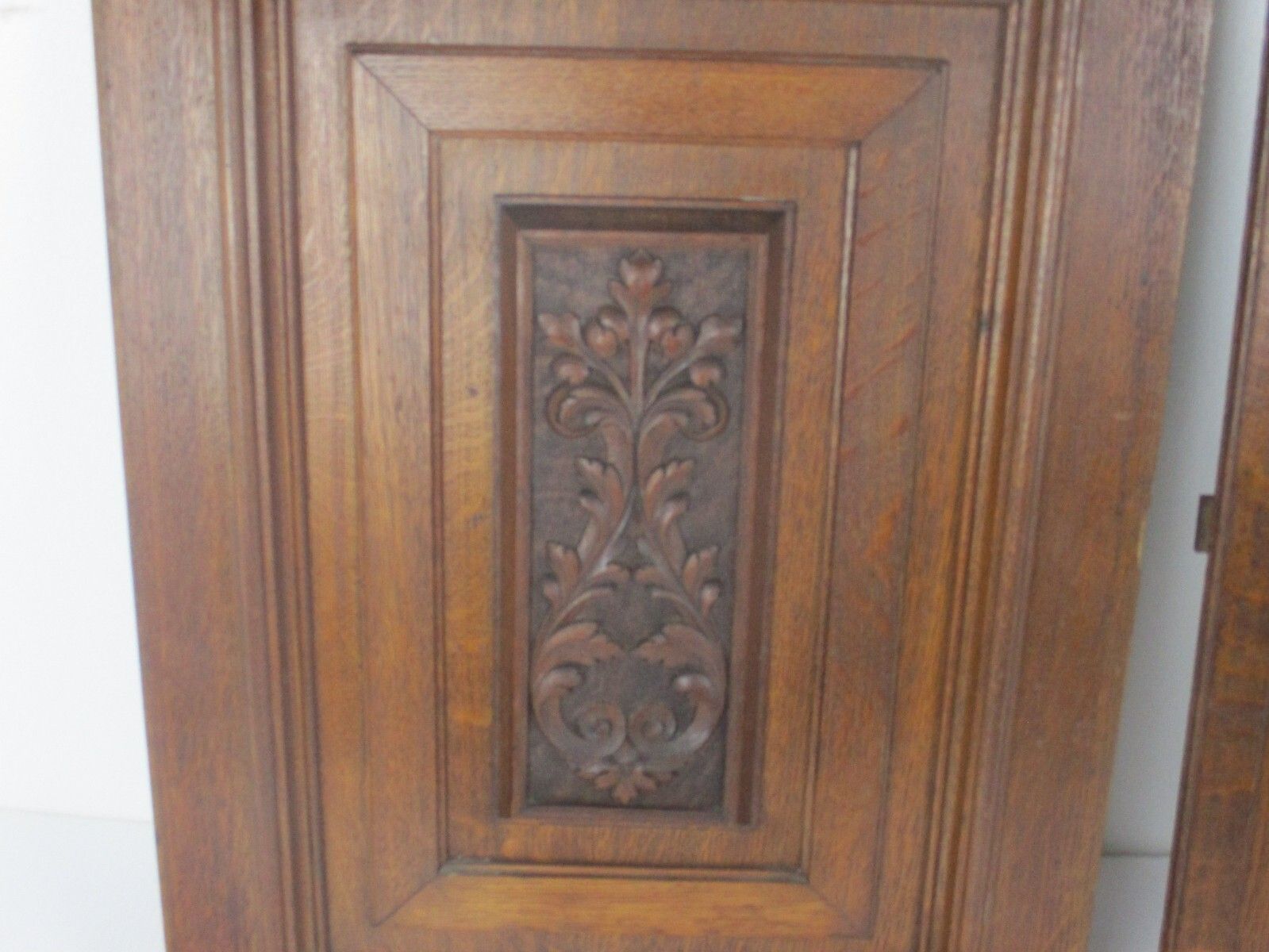 Pair Antique Hand Carved Oak Leafs Door Panels Architectural Salvaged Wow photo furniture