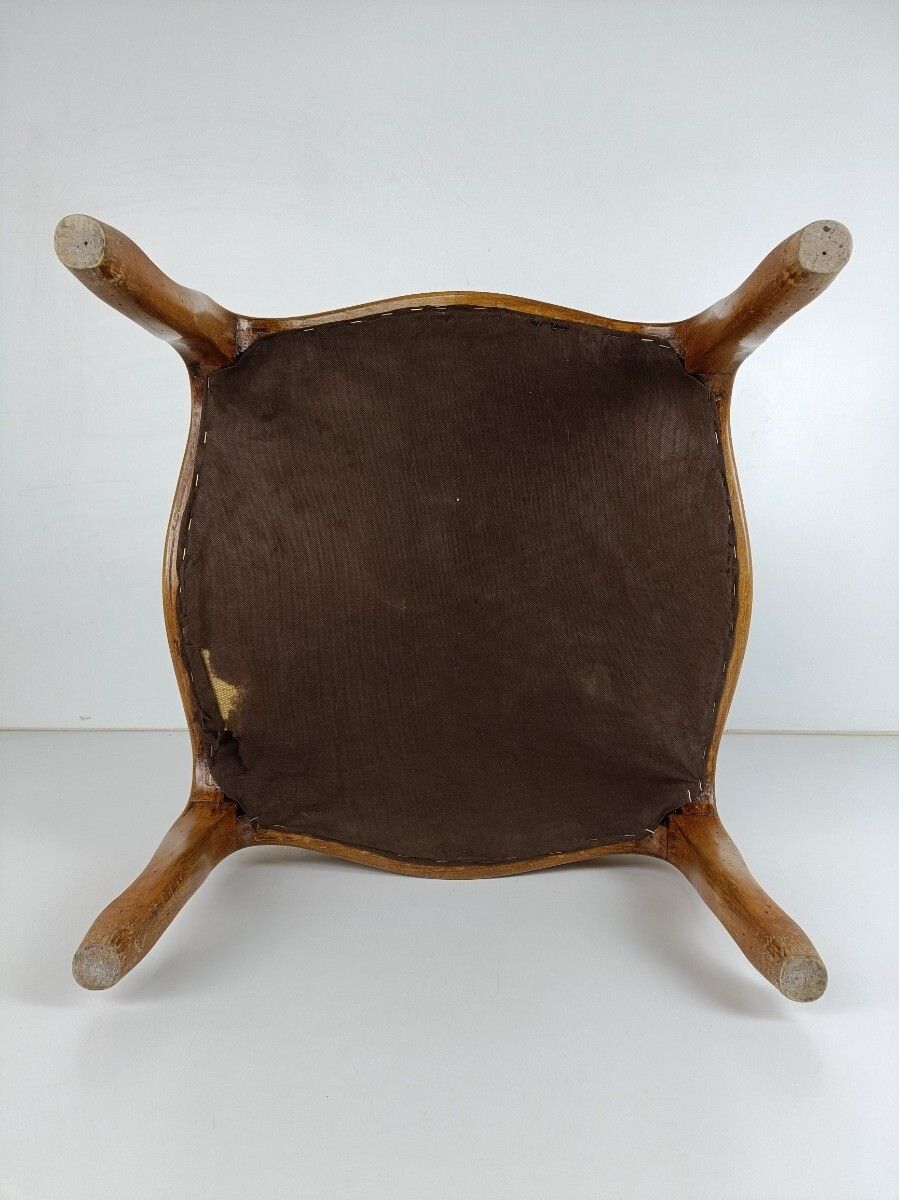 photo for sale Large Antique  Footstool Foot Rest Wood Fabric  Ottoman Louis XV Style