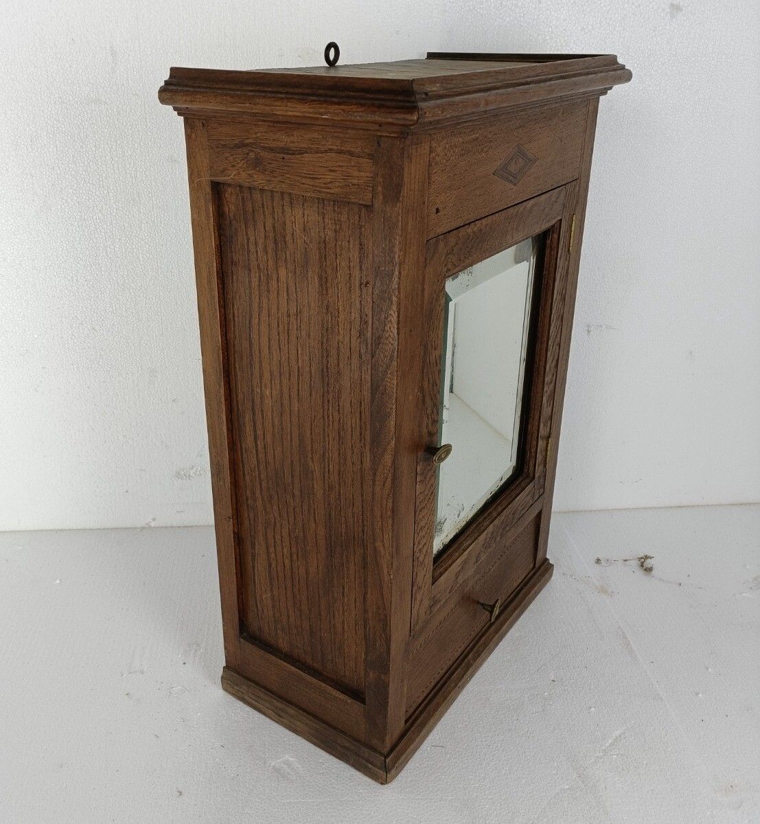 Medicine Apothecary Bathroom Kitchen Cabinet Antique Large Gorgeous Inlay Bevele photo vinterior