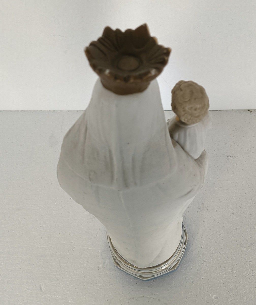 Antique Porcelain Bisque Statue Virgin Mary Our Lady Madonna With Infant photo vinterior