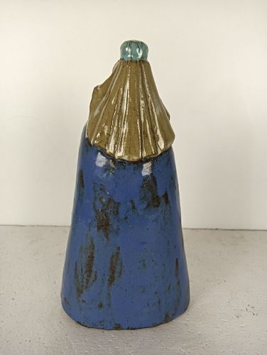 Gorgeous Terracotta Glazed Polychrome Statue Figurine Virgin Mary With Infant Je photo 202.0