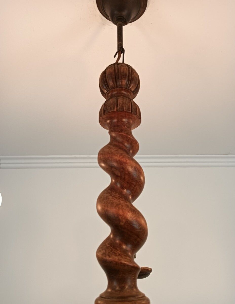 Barley Twist Wooden Wood Chandelier Ornate 5 Lights Small Vintage Barn Style photo furniture